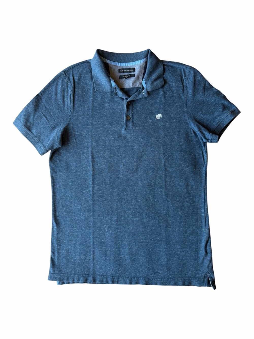 Banana Republic Polo Shirt Men’s Large Blue Heather Stretch Cotton Standard Fit